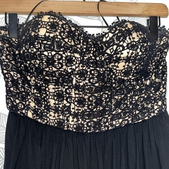 Anthropologie Lil Lace Corset Dress 6 Black Beige Boho Whimsigoth Fairy Coquette - Picture 4 of 14